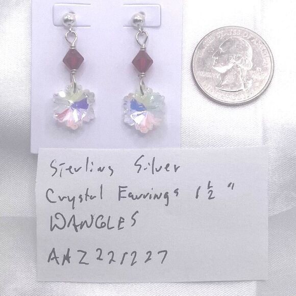 AAZ Sterling Silver Crystal Dangle Earrinigs - Picture 5 of 5